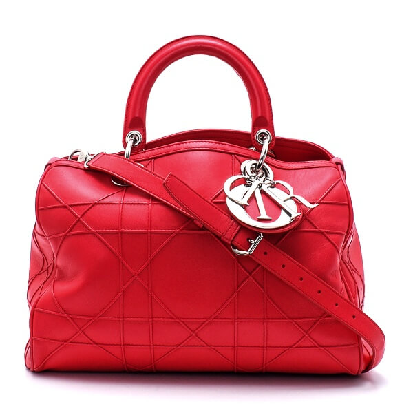 Christian Dior - Fuchsia Cannage Lambskin Leather Granville Top Handle Bag